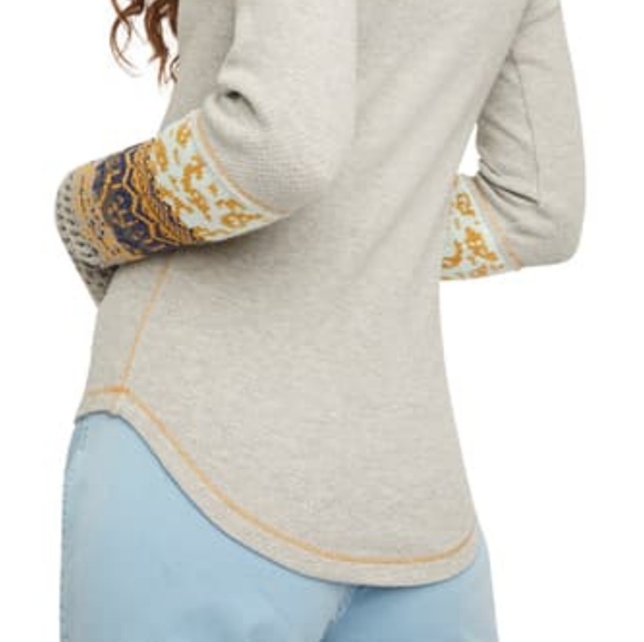 Free People In The Mix Cuff Thermal Tee Heather Grey Color LAST ONE Sz Small NWT - Picture 5 of 13
